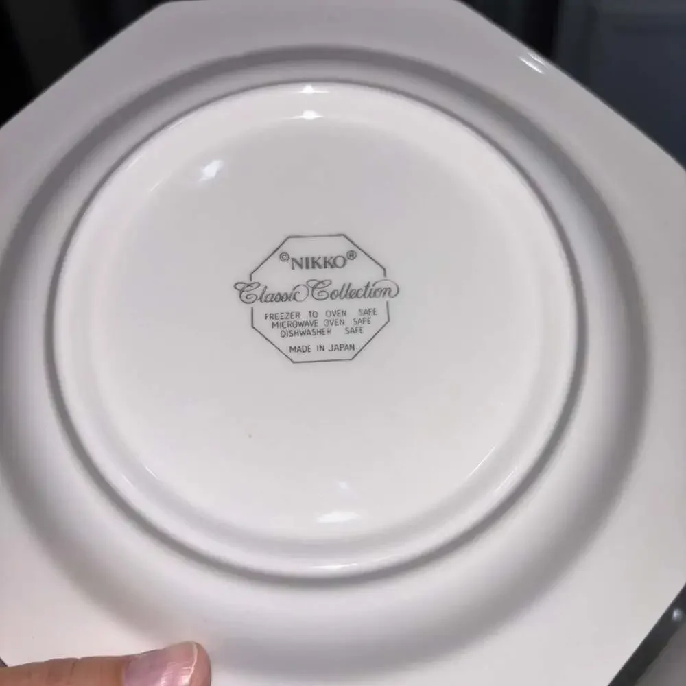 Set of 4 Vintage Nikko Classic White Octagonal Salad Plates